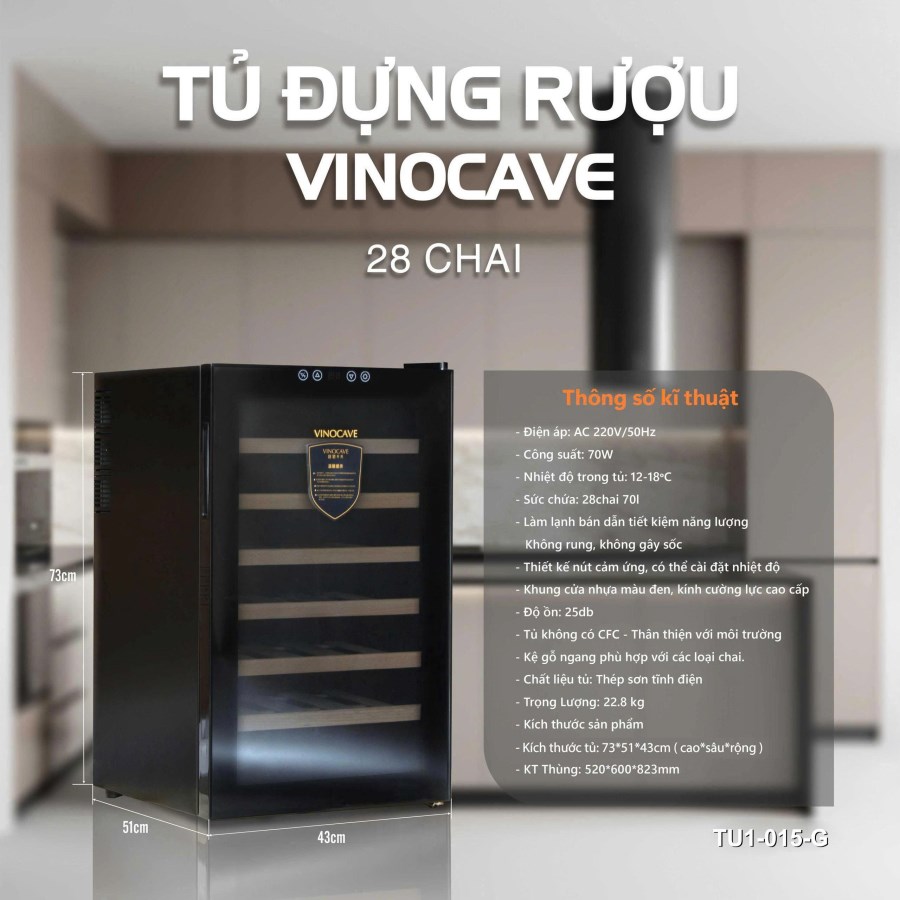 Tủ Rượu Vang Vinocave 28 Chai Chip SC-28A